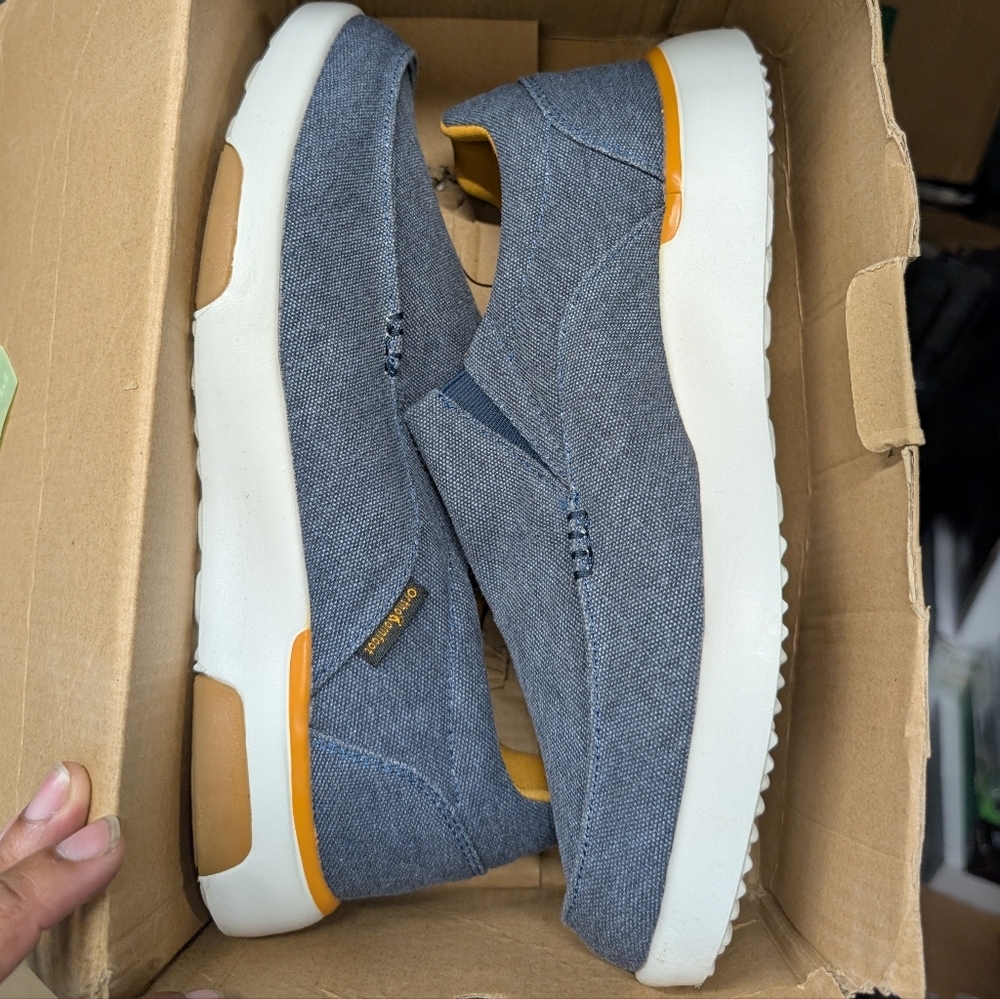 Men's Blue and White Slip-On Loafers NWOB